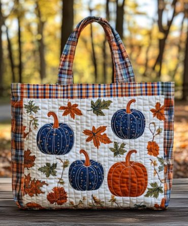 Pumpkin Lane Quilted Tote Bag