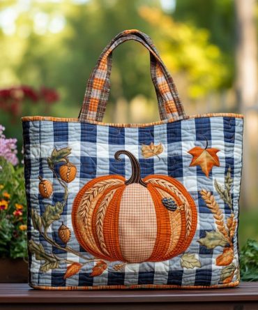 Pumpkin Patch Quilted Tote Bag