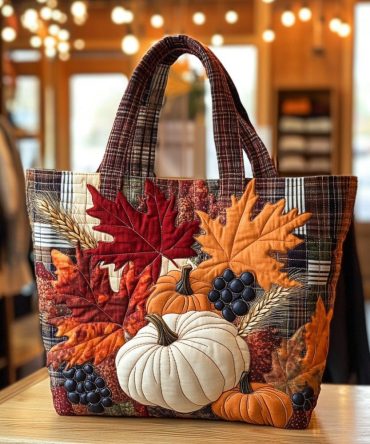 Pumpkin Patch Quilted Tote Bag