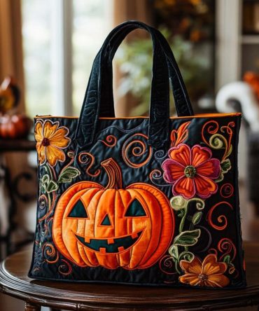 Pumpkin Patch Quilted Tote Bag