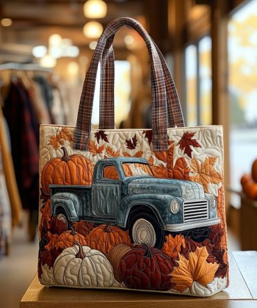 Pumpkin Pickup Quilted Tote Bag