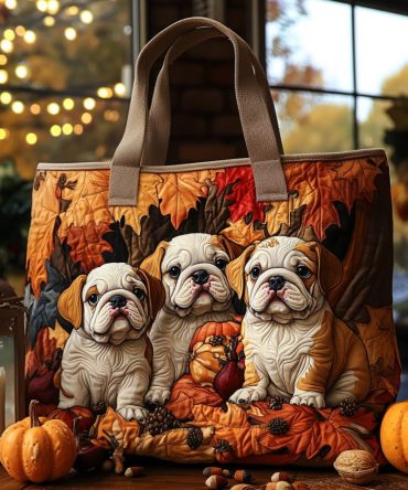 Pumpkin Pup Quilted Tote Bag