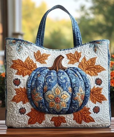 Pumpkin Stitch Quilted Tote Bag