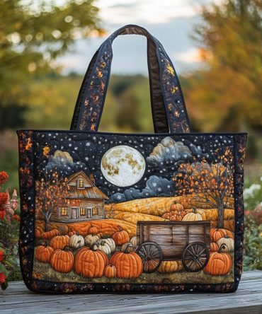 Pumpkin Trail Quilted Tote Bag