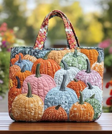 Pumpkin Vibes Quilted Tote Bag