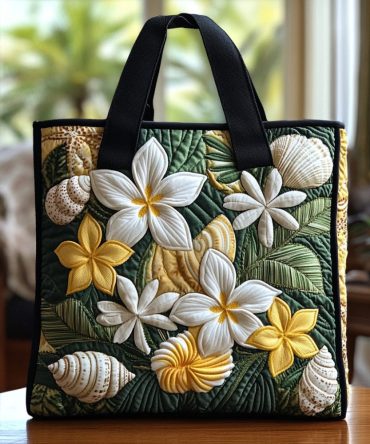Pure Plumeria Quilted Tote Bag