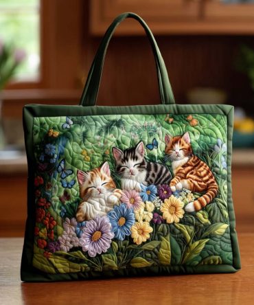 Purr Haven Quilted Tote Bag