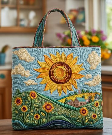 Radiant Sunflower Quilted Tote Bag