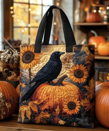 Raven Rustle Quilted Tote Bag