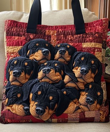 Regal Rottweiler Quilted Tote Bag