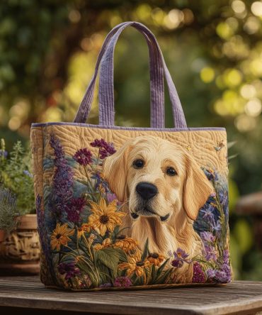 Retriever Blossom Quilted Tote Bag