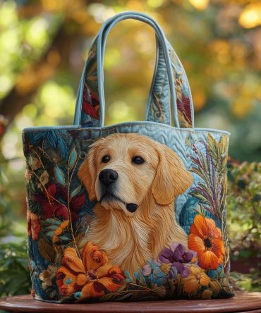 Retriever Garden Quilted Tote Bag