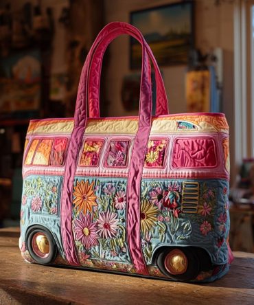 Retro Breeze Quilted Tote Bag