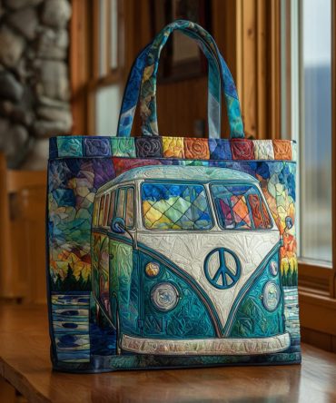 Retro Motion V2 Quilted Tote Bag