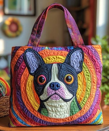 Retro Pup Quilted Tote Bag