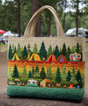 Retro Rv Charm Quilted Tote Bag