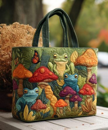 Ribbit Rhythm Quilted Tote Bag
