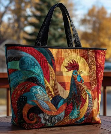 Rooster Royale Quilted Tote Bag