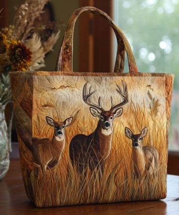 Rustic Woods Quilted Tote Bag