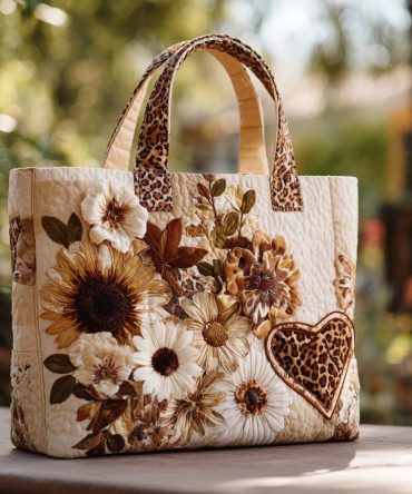 Rustic Bloom Quilted Tote Bag