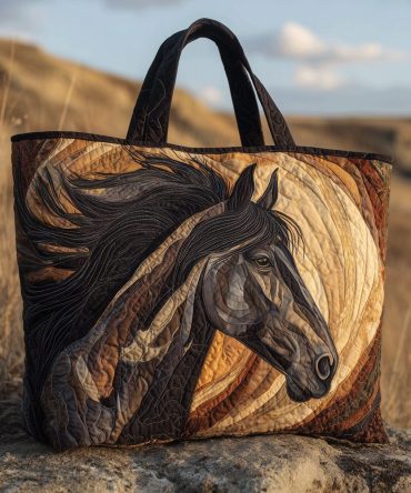 Rustic Horse Quilted Tote Bag