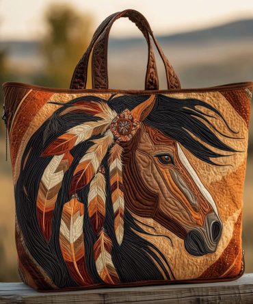 Sacred Horse Spirit Quilted Tote Bag