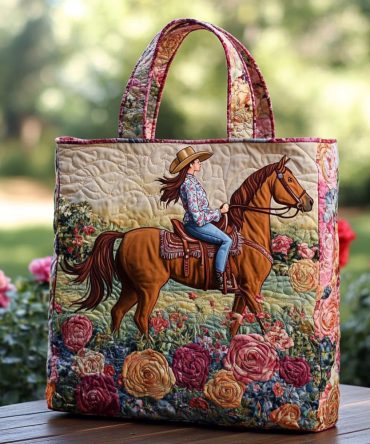 Saddle Blossom Quilted Tote Bag