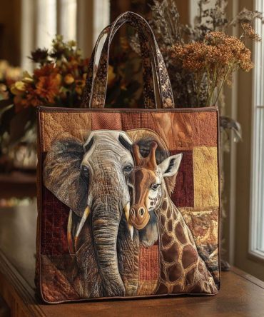 Safari Companions Quilted Tote Bag
