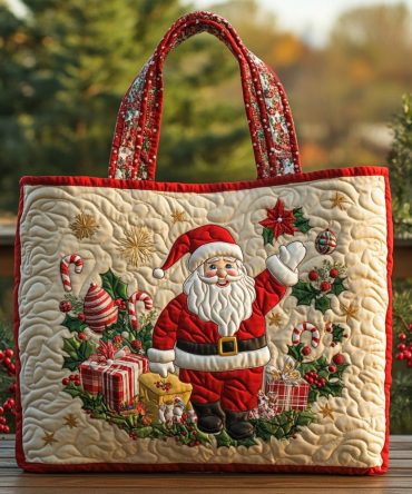 Santa Star Quilted Tote Bag
