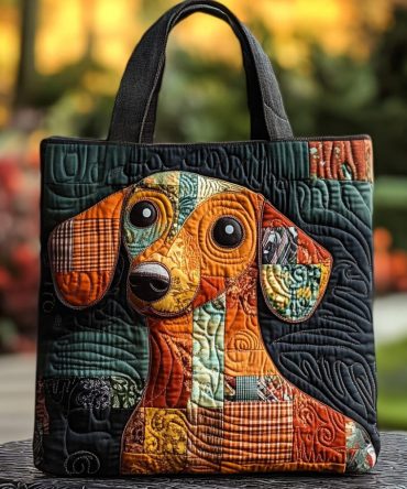 Sausage Stroll Quilted Tote Bag
