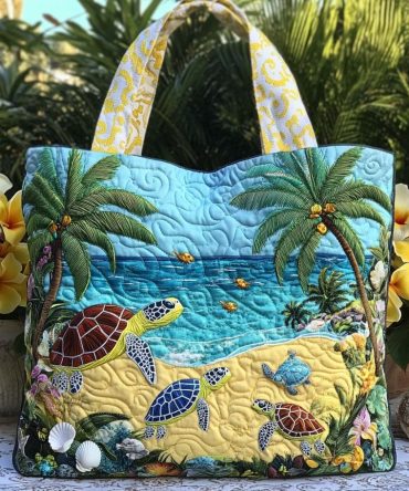 Sea Turtle Dreams Quilted Tote Bag