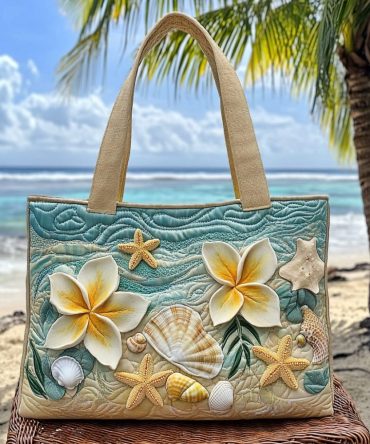 Seashell Garden Quilted Tote Bag
