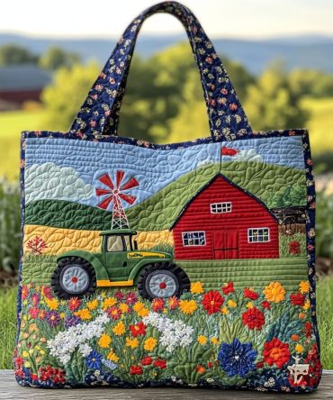 Serene Homestead Quilted Tote Bag