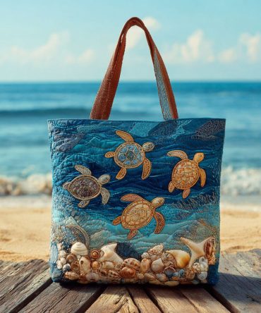 Serene Swimmer Quilted Tote Bag