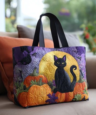Shadow Cat Vibes Quilted Tote Bag