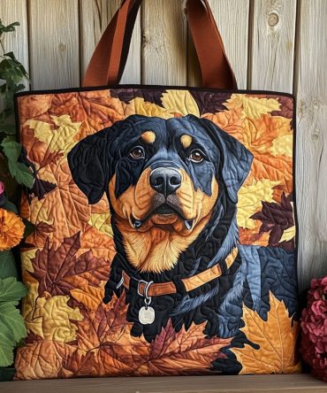Shadow Rottweiler Quilted Tote Bag