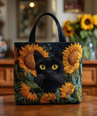 Shadow Sunflower Quilted Tote Bag
