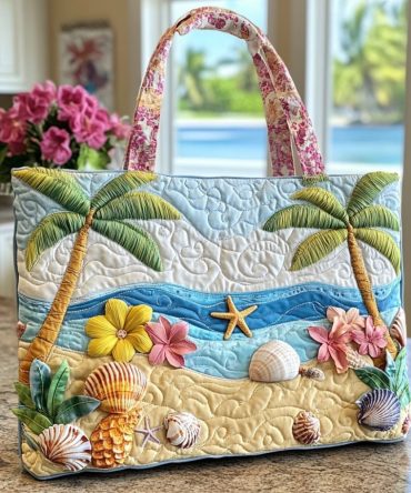 Shell Breeze Quilted Tote Bag