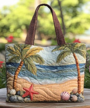Shell Garden Quilted Tote Bag
