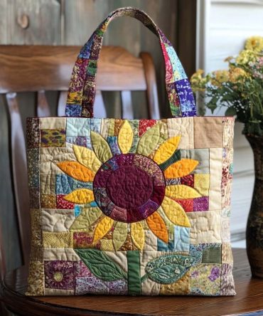 Shining Petals Quilted Tote Bag