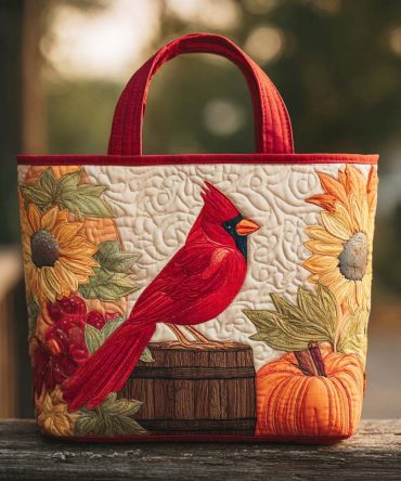 Silent Cardinal Quilted Tote Bag