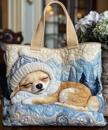 Sleeping Chihuahua Quilted Tote Bag