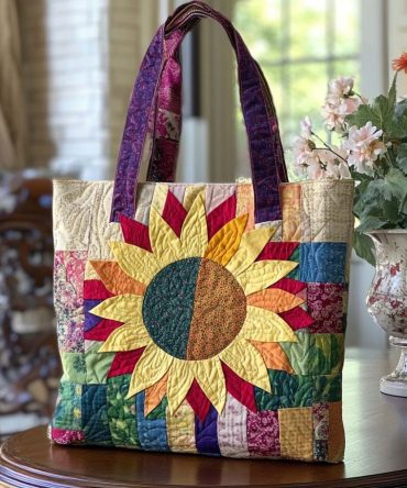 Smiling Sun Quilted Tote Bag