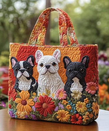 Sniffing Leaves Quilted Tote Bag