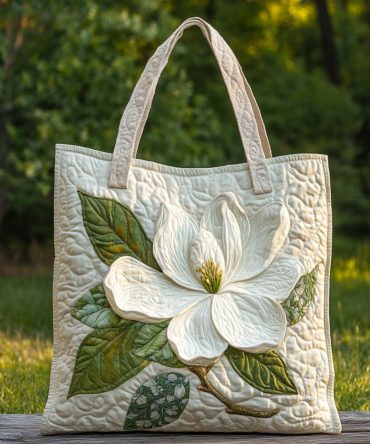 Soft Magnolia Quilted Tote Bag
