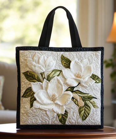 Southern Magnolia Quilted Tote Bag