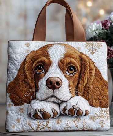 Spaniel Pup Quilted Tote Bag