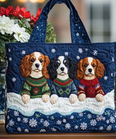 Spaniel Sweaters Quilted Tote Bag