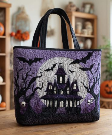 Spooky Moonlight Quilted Tote Bag