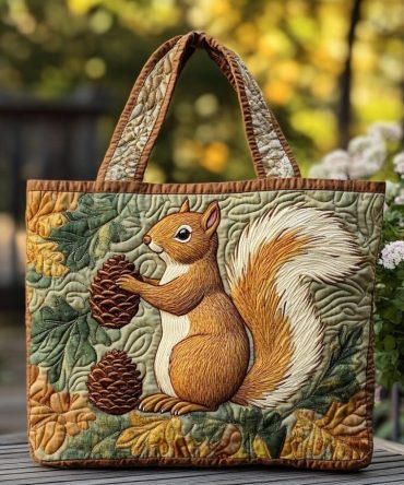 Squirrel Delight Quilted Tote Bag